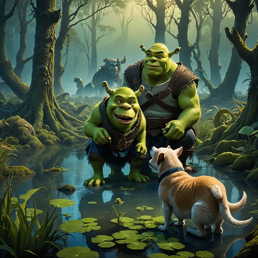 Shrek Eats a Dog in Mystical Swamp