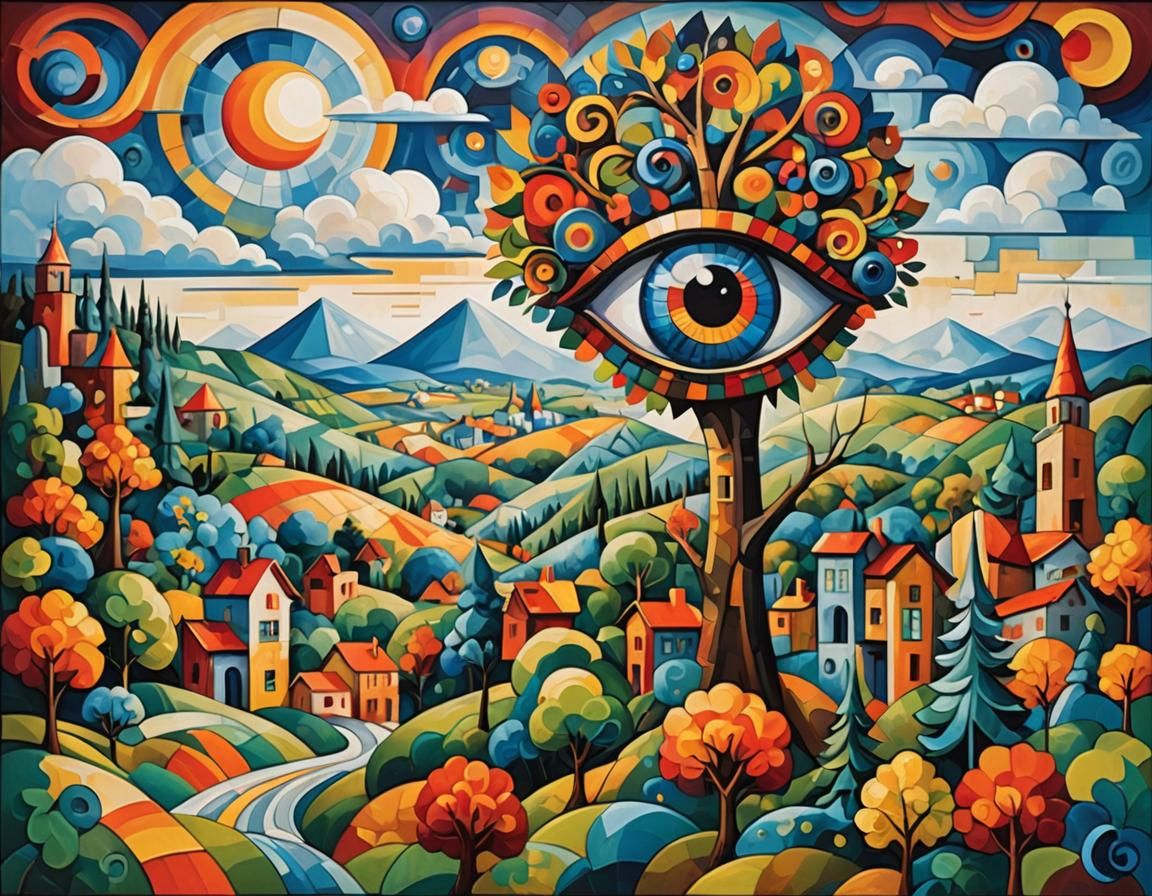 Cubist Surrealism: Landscape with Omnipresent Eye