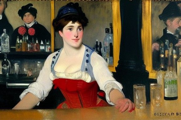 Impressionist Barmaid in 1880s France