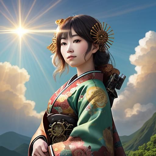 Steampunk Kimono in Divine Sunlight