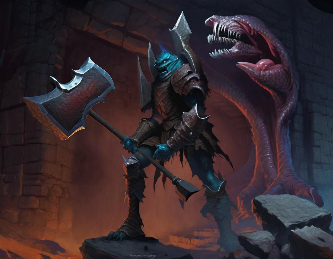 Monster Knight with Hammer in D&D Style