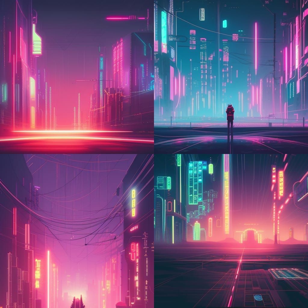 Cyberpunk Utopia: Electric Arcs and Neon Cityscape