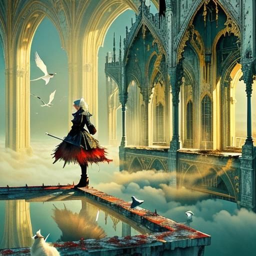 Countess Overlooking Frozen Landscape, Digital Matte Paintin...