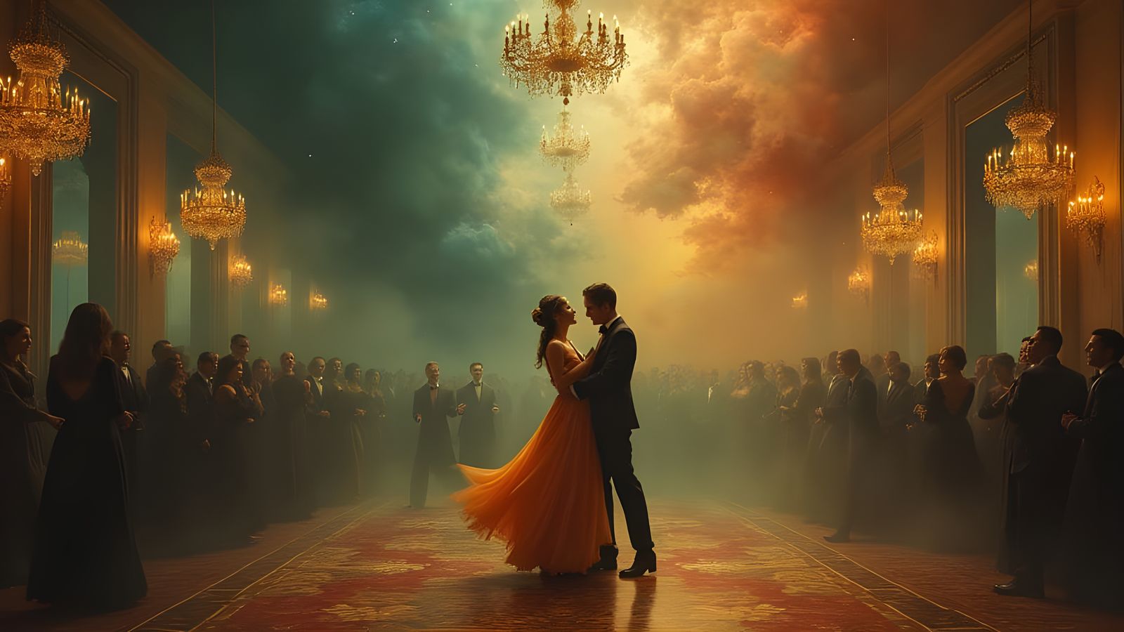 Surreal Ballroom Waltz in Dreamlike Style