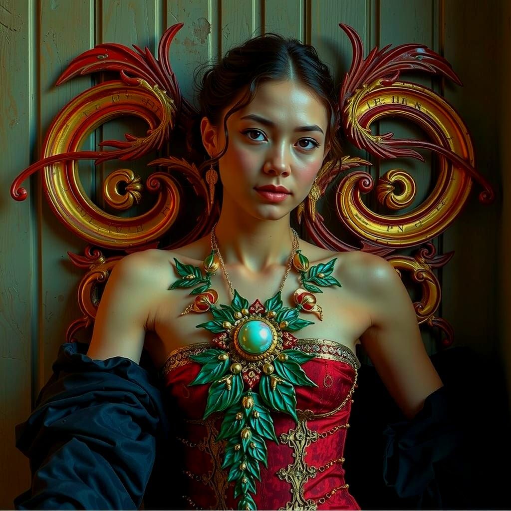 Abstract Swirling Red Forms