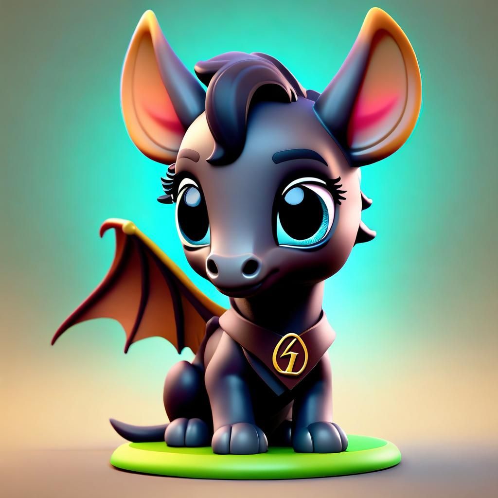 Cute Chibi Thestral in Pixar 3D Style