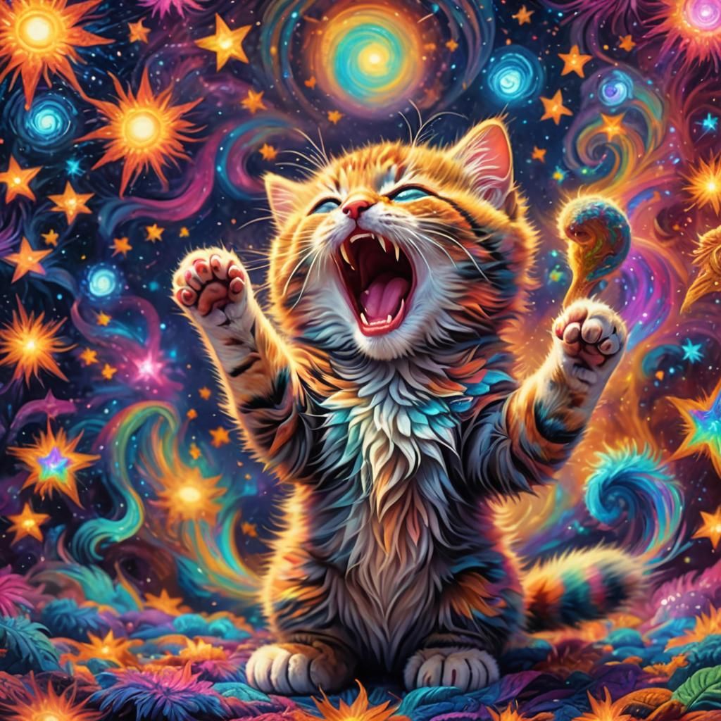 Glittering Kitten Made of Moonbeams Laughing