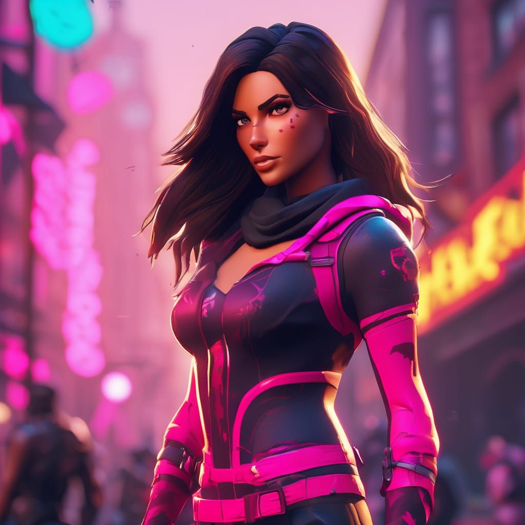 Young Woman in Vibrant Comic Fortnite Style