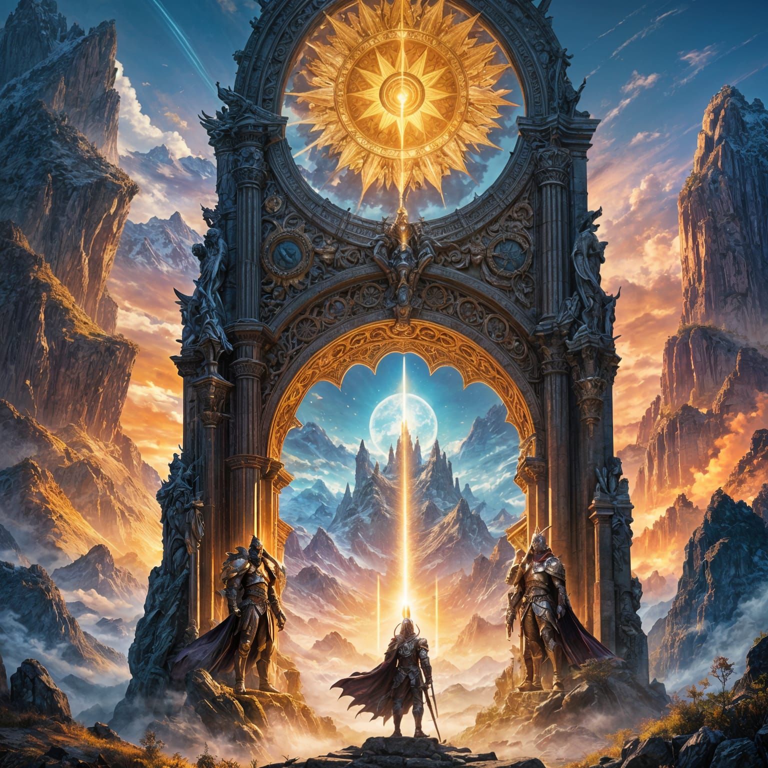 Holy Knight at Sun Shrine: Epic Fantasy Art