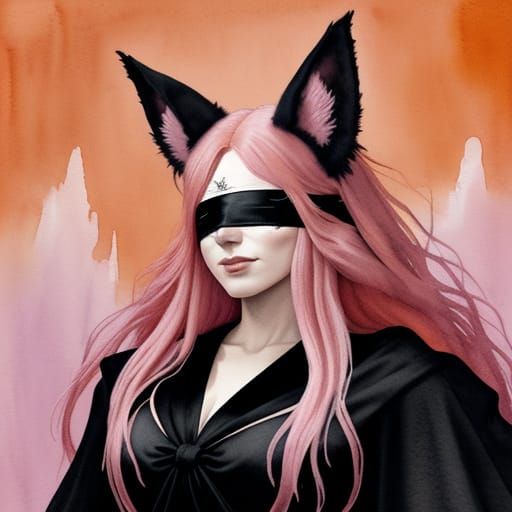 Dark Fantasy Nightmare Landscape with Occult Woman and Fox E...