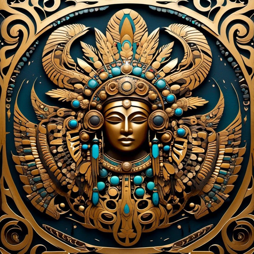 Iridescent Pacific Northwest Coast Carving Watercolor