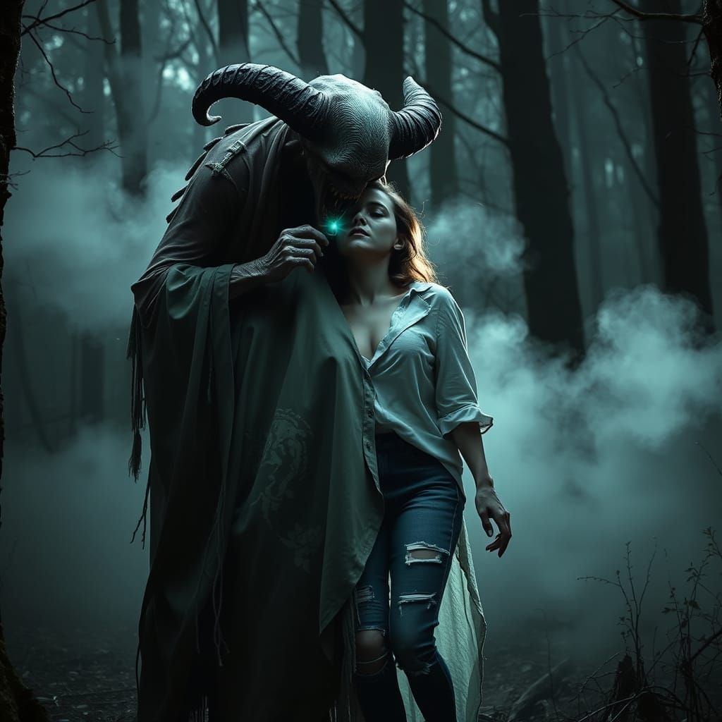 Eerie Demon Drains Life in Mystical Forest