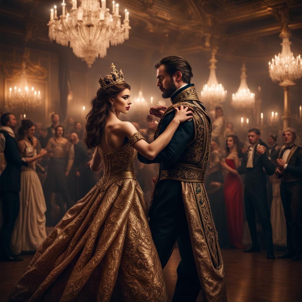 King and Queen's Dance: Hyperrealistic Ball Scene