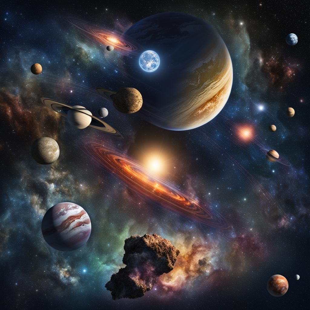 Vibrant Universe of Swirling Galaxies in Digital Art