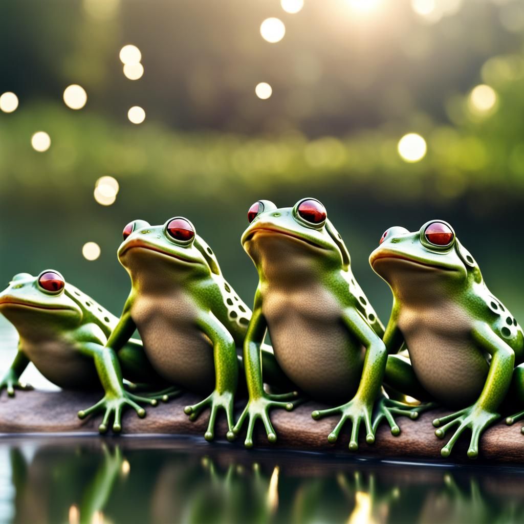 Realistic Frog Choir on the Riverside in 4K