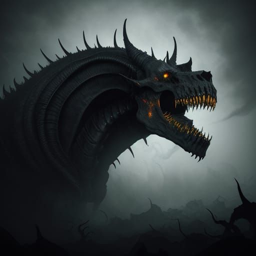 Ethereal Horror Beast in Dark Fantasy Style