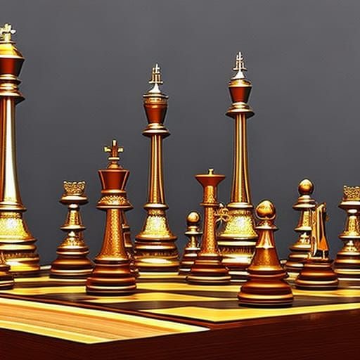 Chess Game as Golden Geometric Digital Art