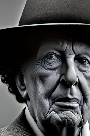 Hyperrealistic Portrait of Tom Baker as Doctor Who