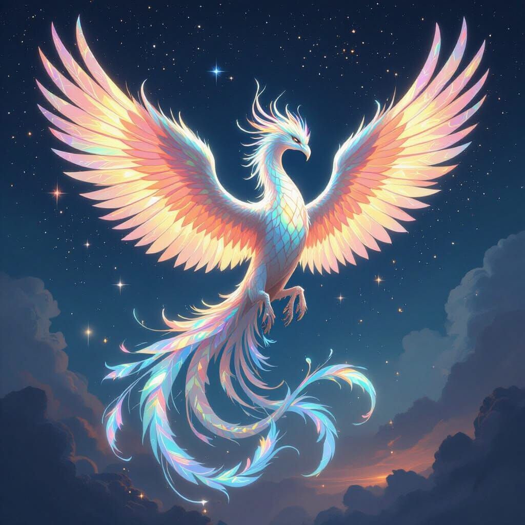 Phoenix Dragon Creature with Ethereal Light