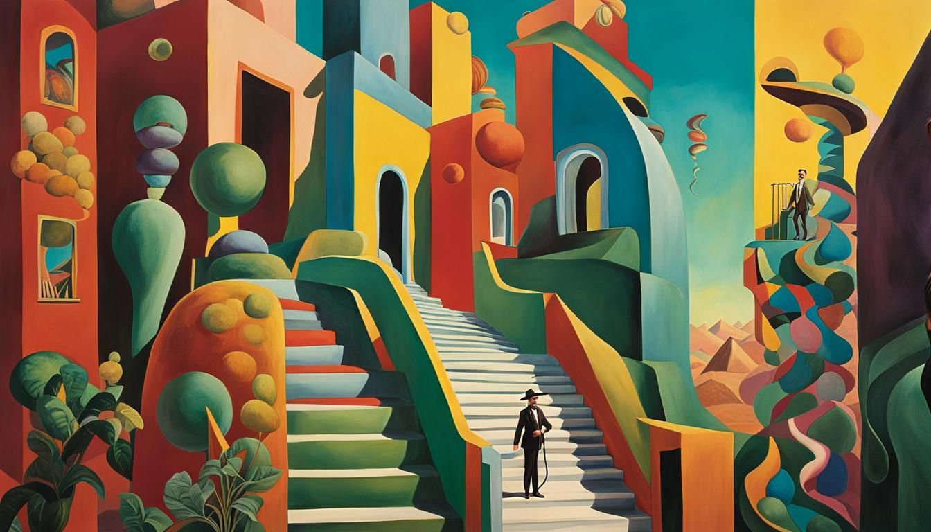 Surreal Moustache Staircase Inspired by Dalí and Kahlo