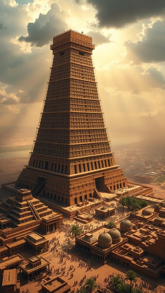 Tower of Babel: Epic Oil Painting of Ancient Wonder