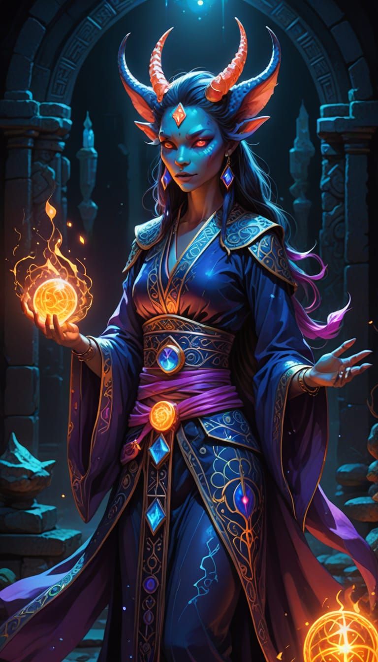 Kobold Sorceress Casting Healing Spell in Dungeon