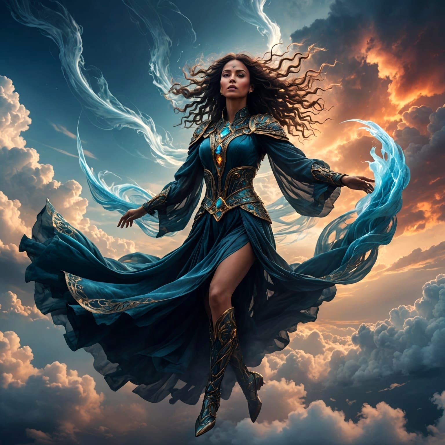 Elemental Air Guardian Dances in the Sky