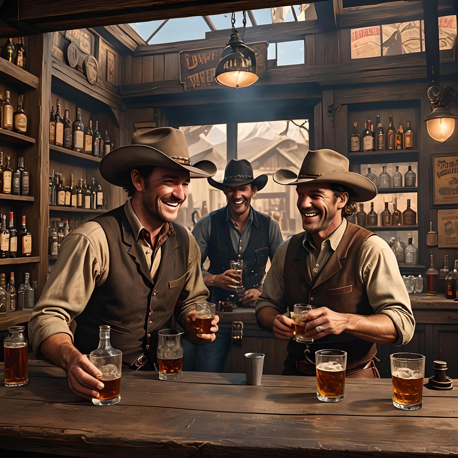 1940s Saloon Scene with Cowboys: Matte Painting