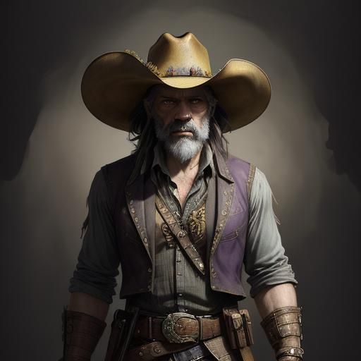 Shadowed Cowboy in Stetson Hat, Digital Art