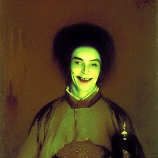 Noble Vampire Lord with Minstrel, Classical Painting