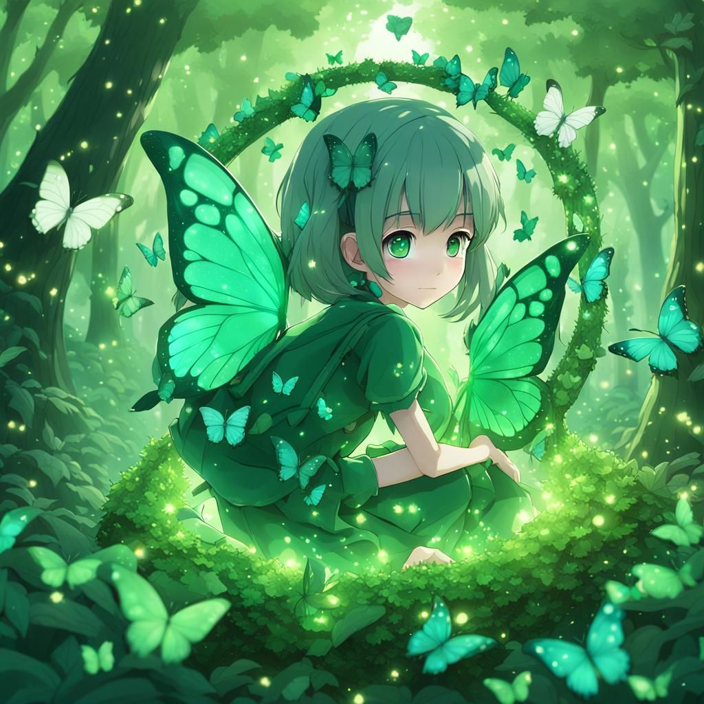 Enchanted Emerald Heart Jewels in Green Forest