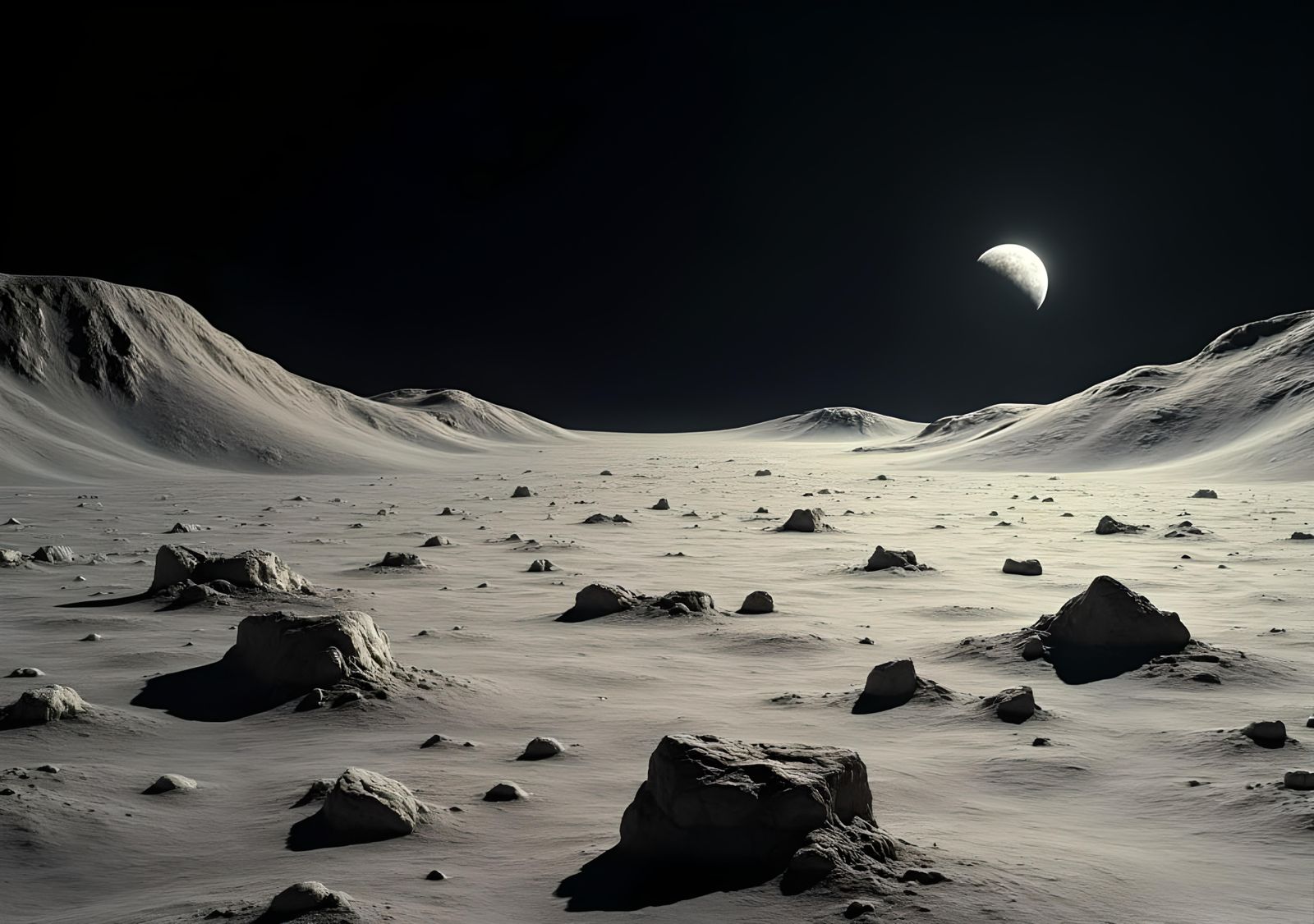 Sea of Tranquility: Barren Lunar Landscape