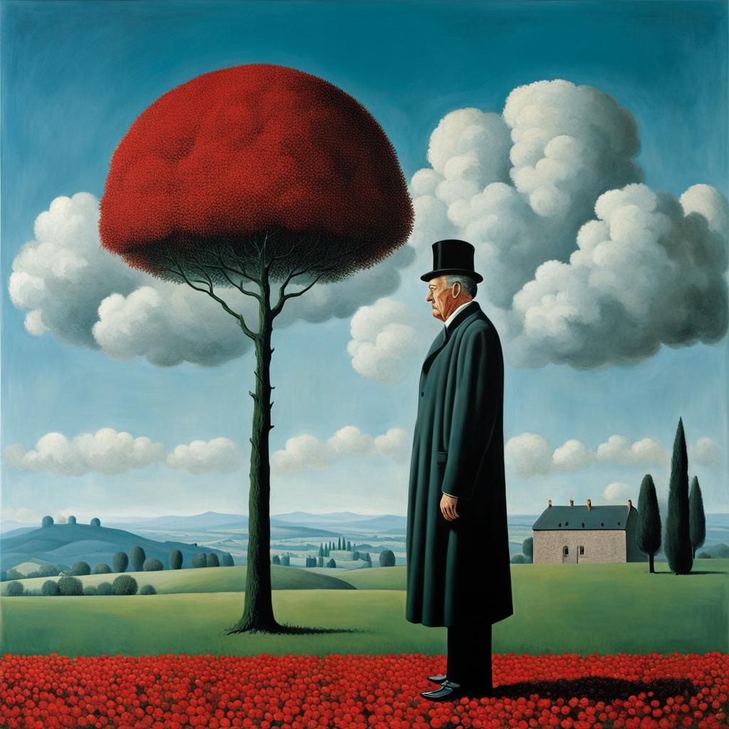 Surreal Landscape in the Style of Magritte