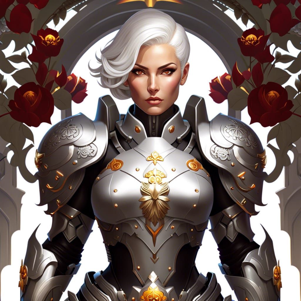 Woman Warrior with Halo in Sci-Fi Aetherpunk Style