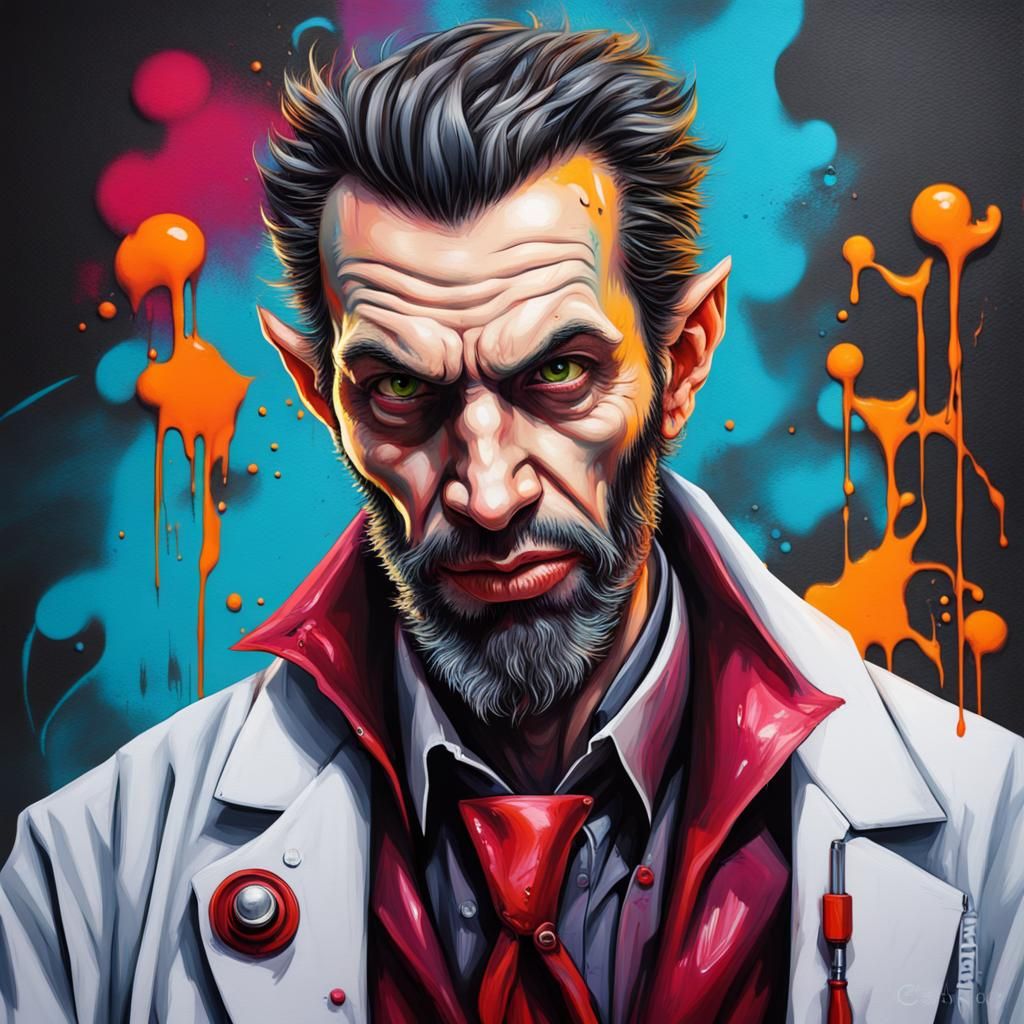 Tzimisce Vampire Doctor Portrait in Graffiti Style