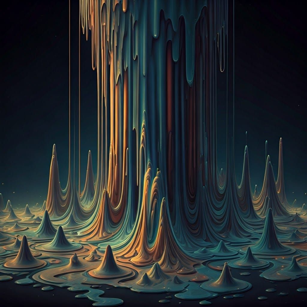 Surreal, Iridescent Landscape in Vibrant Flux