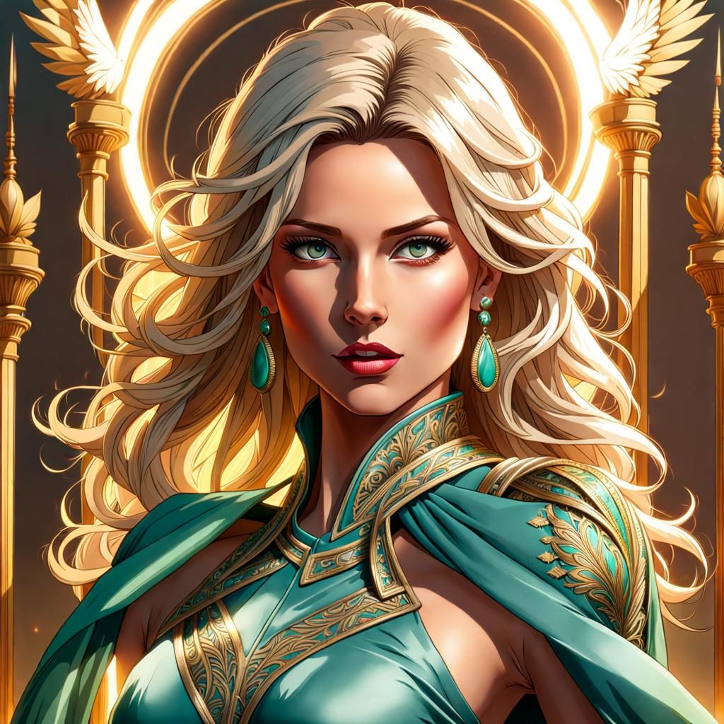 Statuesque Woman in Seafoam Green Silk Dress