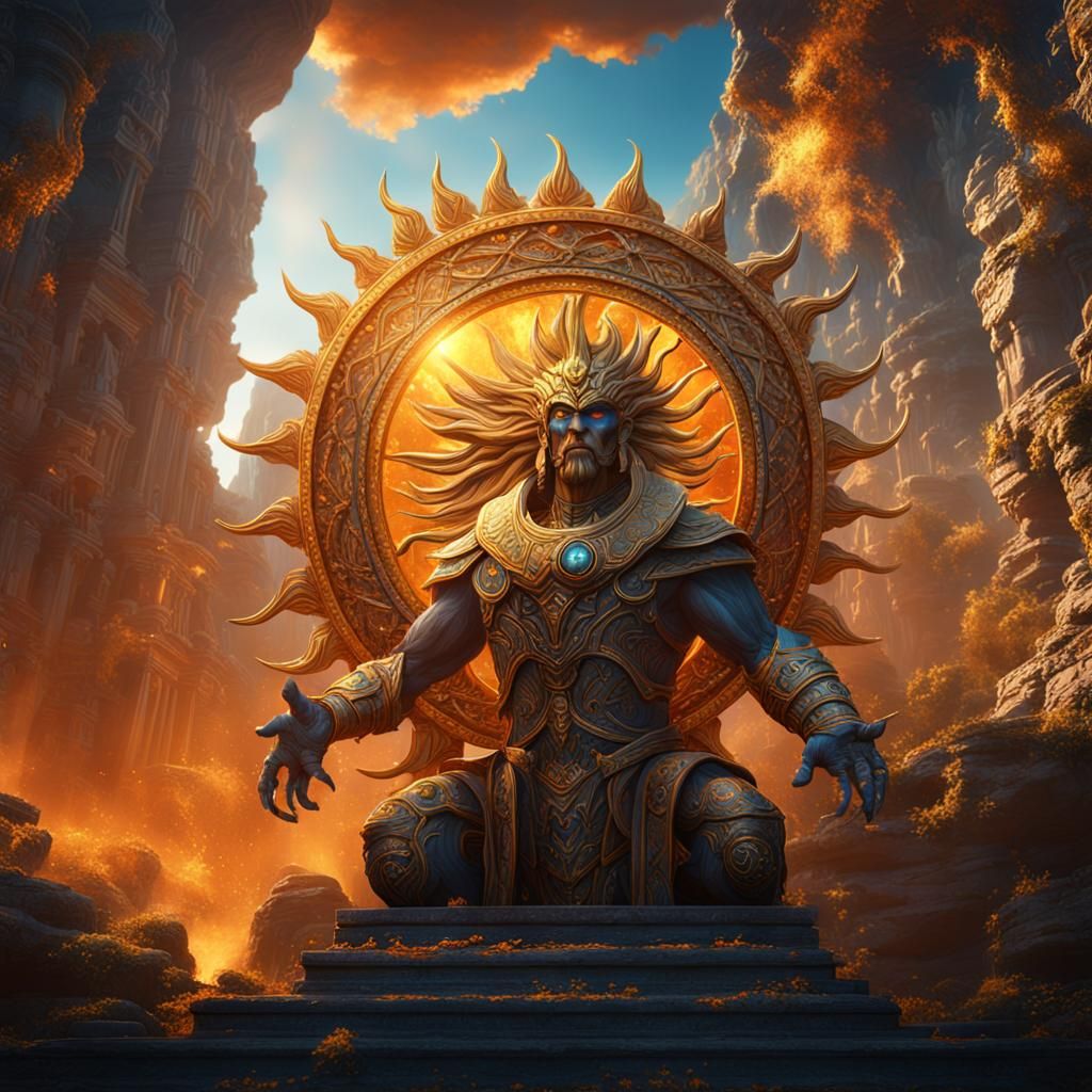 Detailed Matte Painting of a Sun God