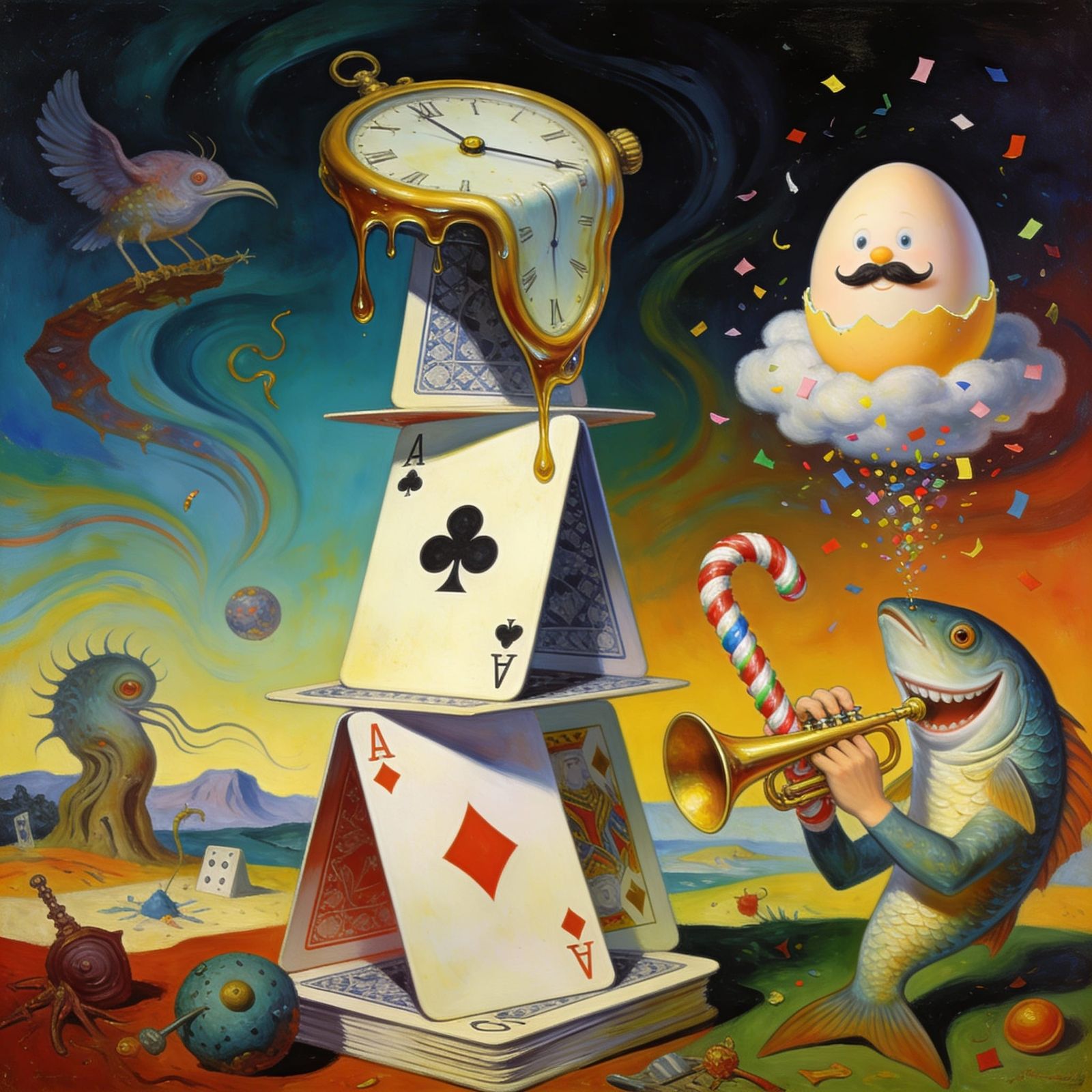 Surrealist Oil Painting of Absurd Dreamlike Forms