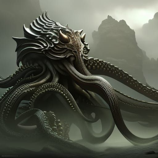 Armored Octopus Creature in Dark Fantasy Style