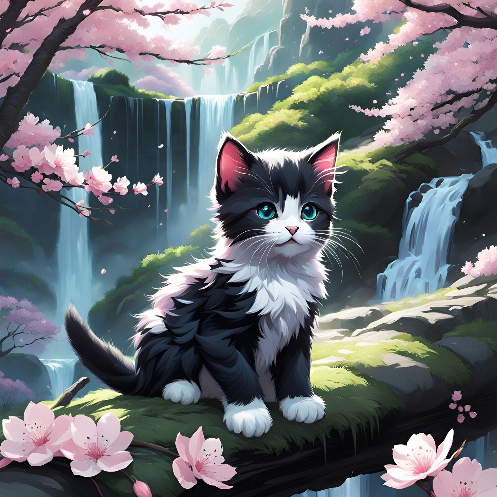 Kitten in Sakura Forest: Manga Art