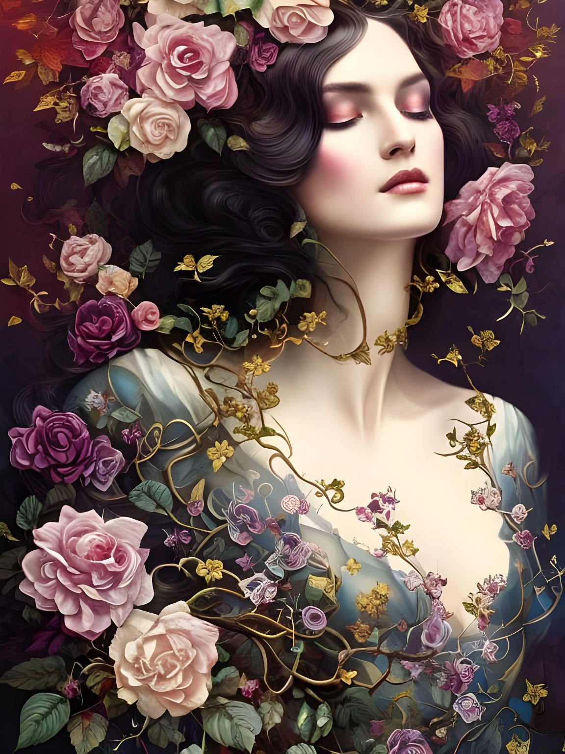 Hyperrealistic Undead Sleeping Beauty Portrait