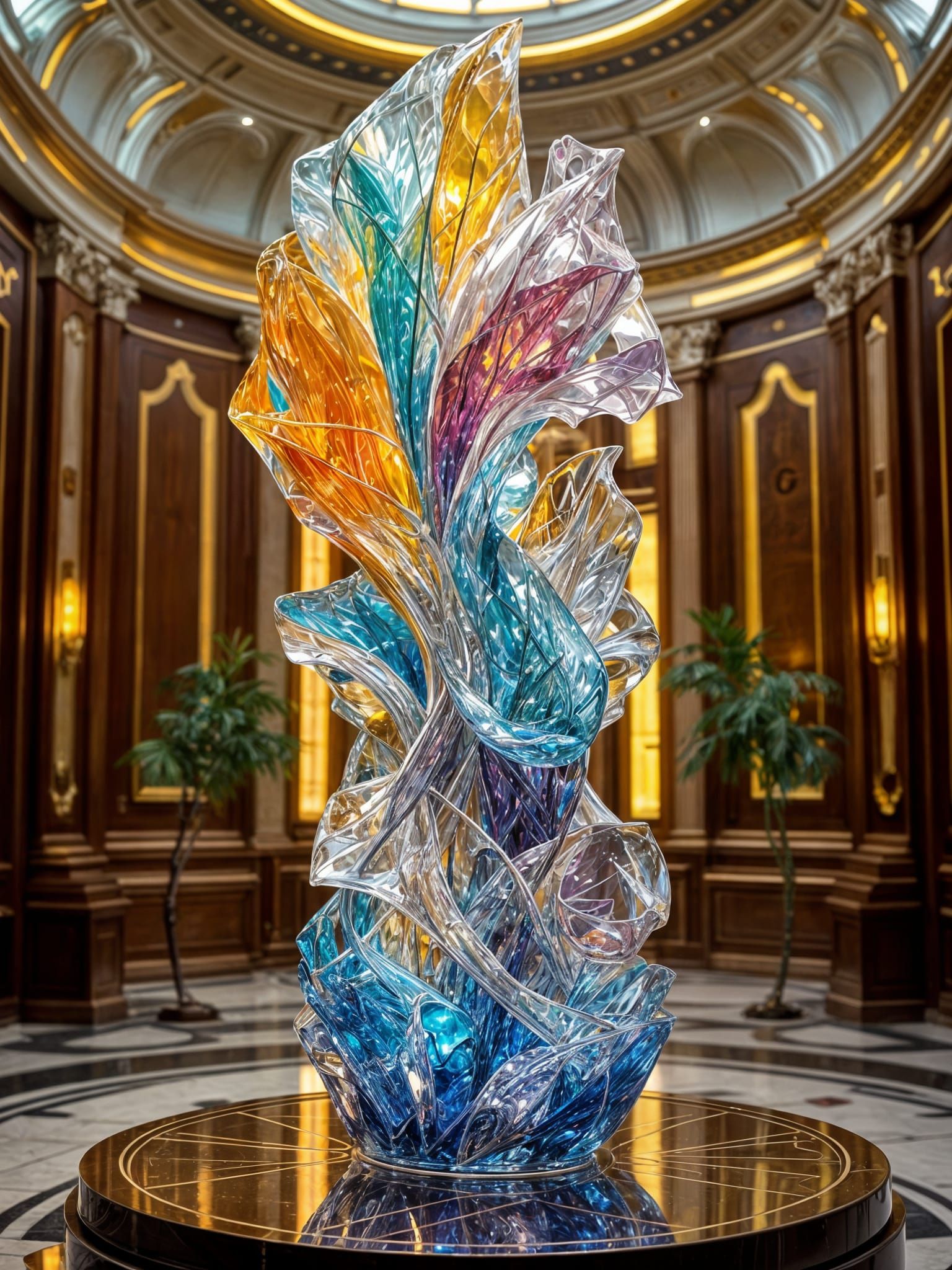 Hyperdetailed Art Deco Sculpture in a Luxurious Museum Setti...