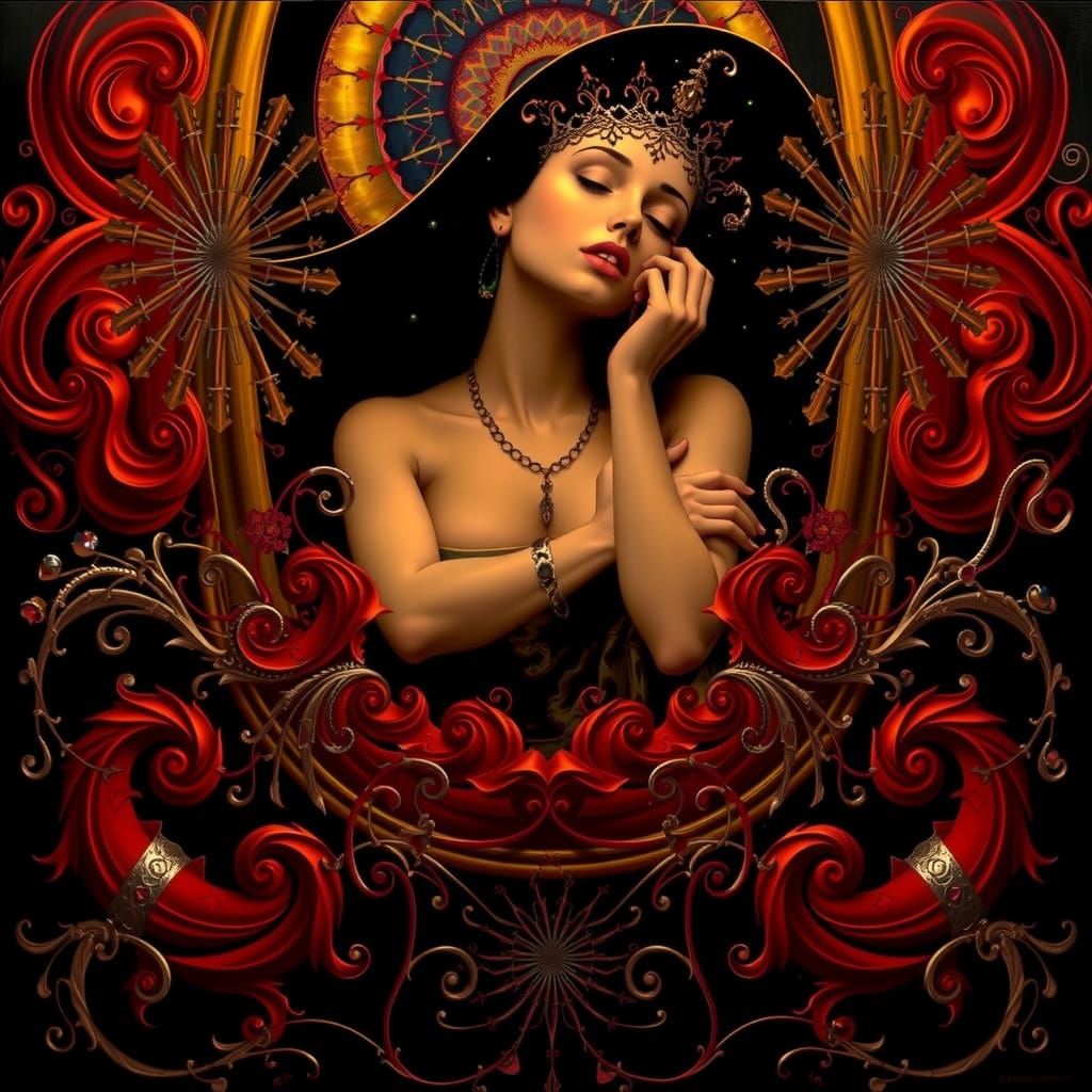 Fiery Sculpture Inspired by Klimt and Mucha