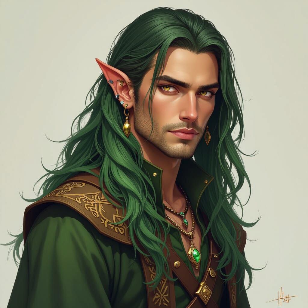 Elven Warlock Portrait in Atmospheric Digital Art