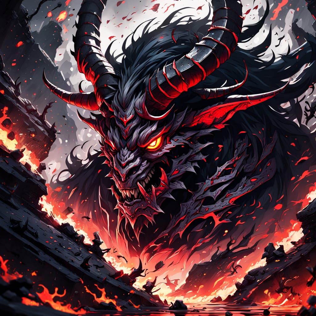 Kezarim: Terrifying Demon in Dark Fantasy Anime Style