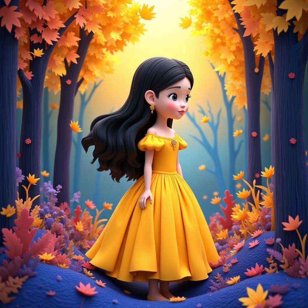 Princess in Forest with Volumetric Lighting