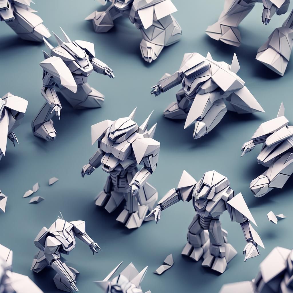 Origami Mecha Robot Papercraft in 8K