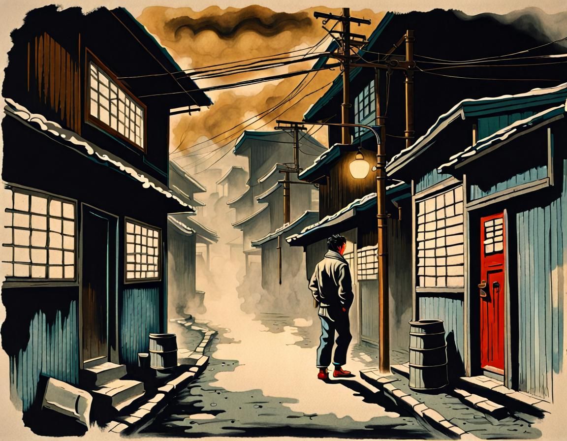 1950s Alleyway in Utagawa Kuniyoshi Style