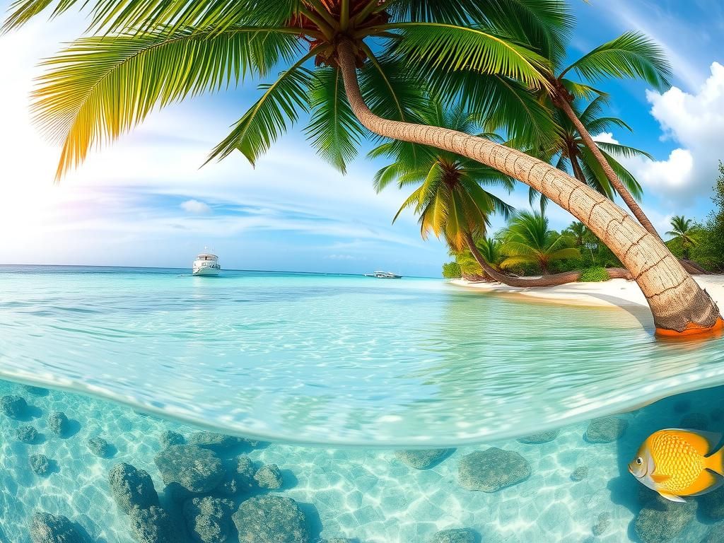 Bahamian Beach Paradise: Panoramic Underwater View